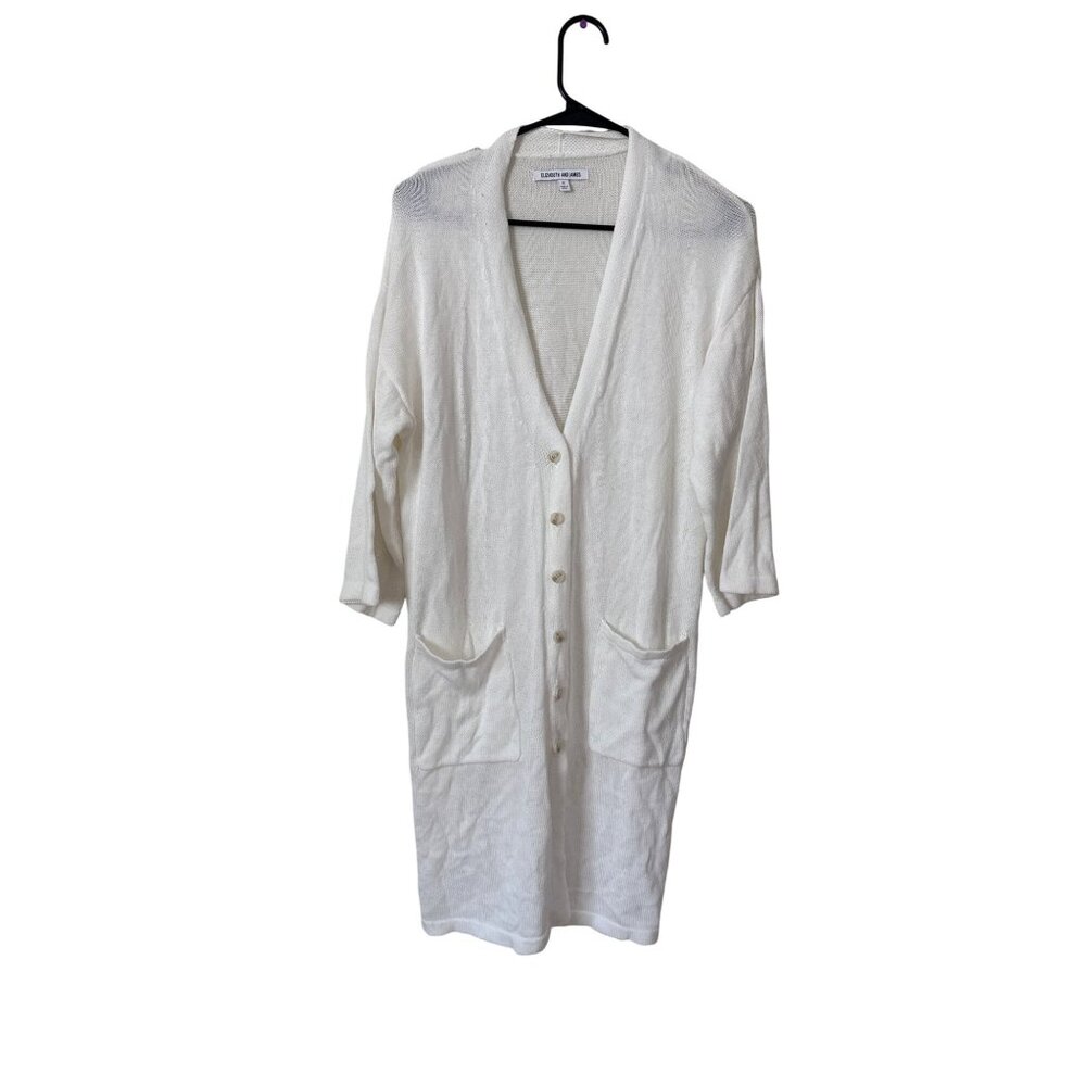 Elizabeth and James Women's Size S White Cardigan Long Normcore Casual‎ Neutral